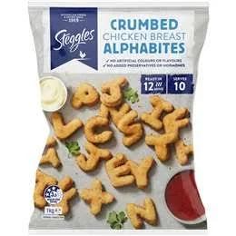 Steggles Crumbed Chicken Breast Alphabites 1kg