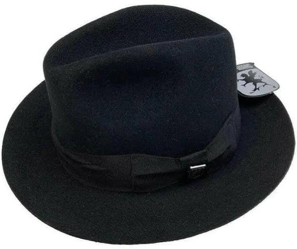 Stacy Adams 100% Wool Felt Hat Warm Winter Fedora Trilby Style W Brim - L Navy