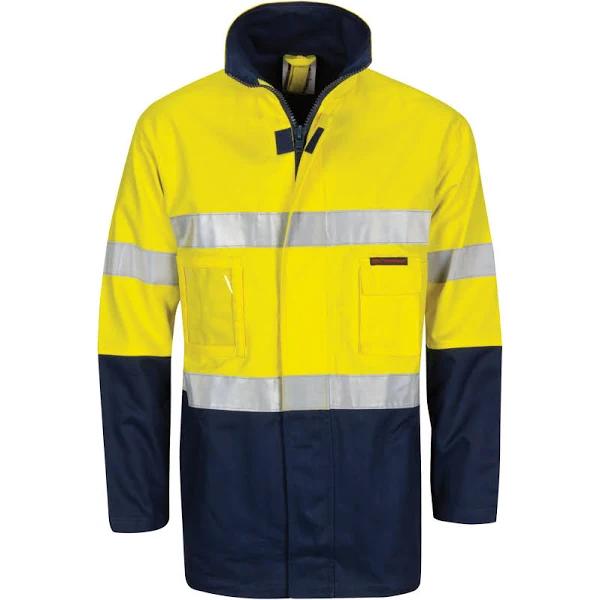 DNC HiVis Cotton Drill 2 in 1" Jacket with Generic Reflective R/Tape - Yellow/Navy - L