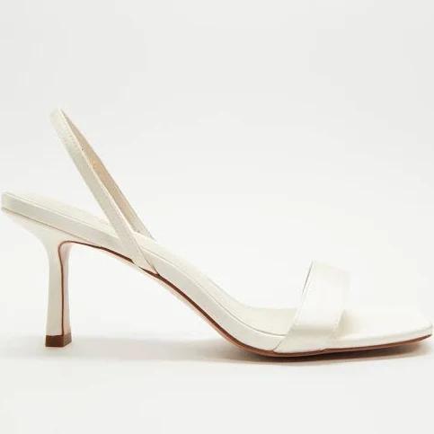 Emerson, Bone Satin / 37 | Alias Mae | White Leather Strappy Heel | Women's Shoes