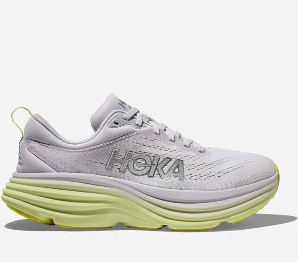 Hoka Bondi 8 Running Shoe Nimbus Cloud/Luminary Green