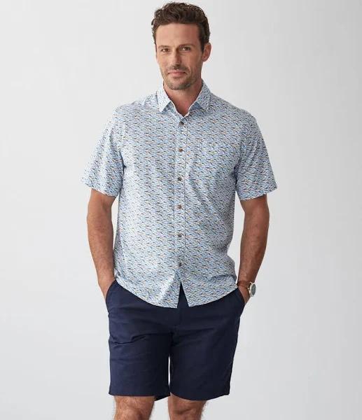 GAZMAN - Men's Casual Fish Print Short Sleeve Shirt - Multi