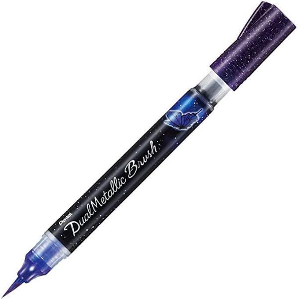 Pentel Dual Metallic XGFH Brush Pen - Violet / Metallic Blue #15686