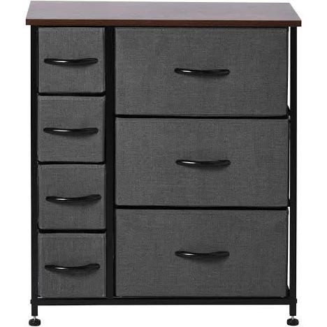 Sherwood Luna 7 Drawer Fabric Home Storage Dresser Charcoal