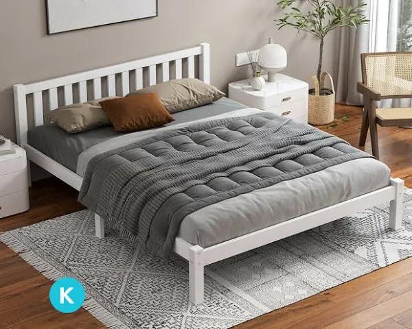 ALFORDSON Bed Frame Wooden Mattress Base Fenella White [KING Size] - King - AfterPay & zipPay Available