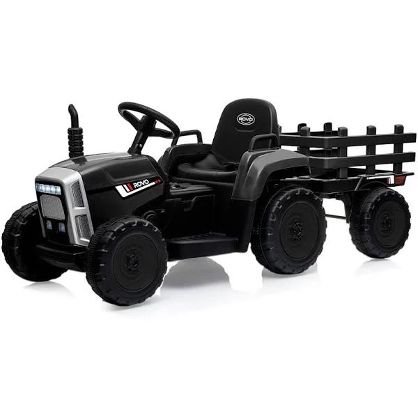 ROVO Kids Electric Battery Operated Ride On Tractor Toy, Remote Control, Black