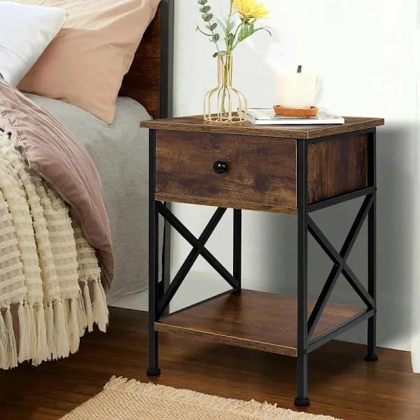 ALFORDSON Bedside Table Retro Wood Nightstand Storage Cabinet Wooden Side Table | Oak