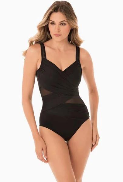 Miraclesuit Women's Network New Sensations Madero One Piece Swimsuit in Black, Size 6, Nylon/Spandex/Lycra