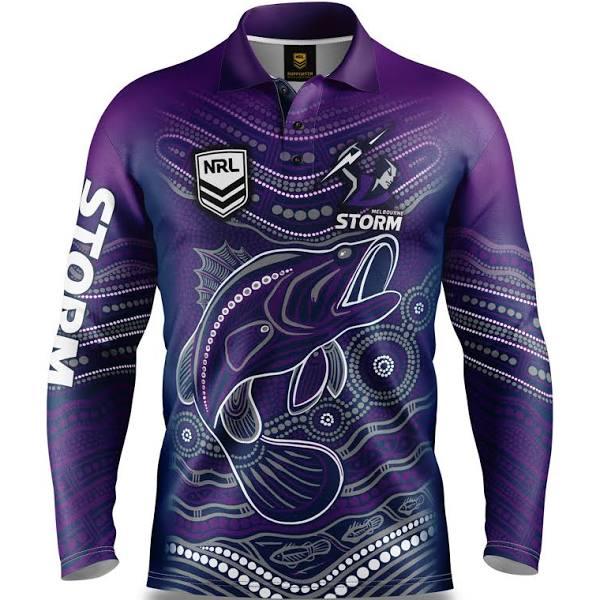 NRL Storm 'Jumping Barra' Fishing Shirt - Youth Y6