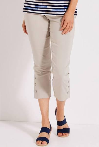 Chaucer 7/8 Button Hem Pant, Women's, Neutral Bay, Size 10, Fella Hamilton