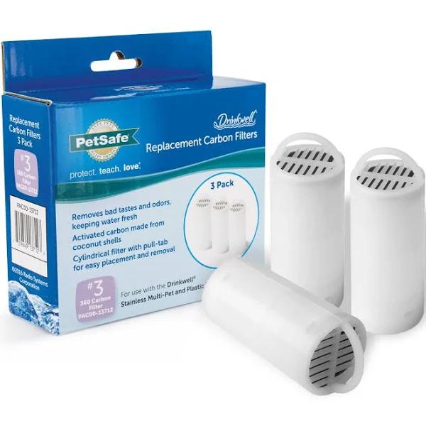 PetSafe PAC19-14356 Drinkwell 360 Premium Carbon Filters, 3 Pack, White