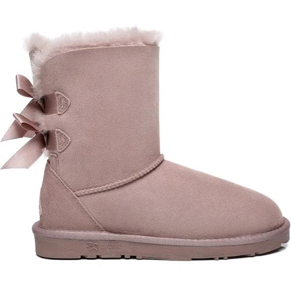 Double Baily Short Back Bow Sheepskin Women Boots-Dawn Pink-37