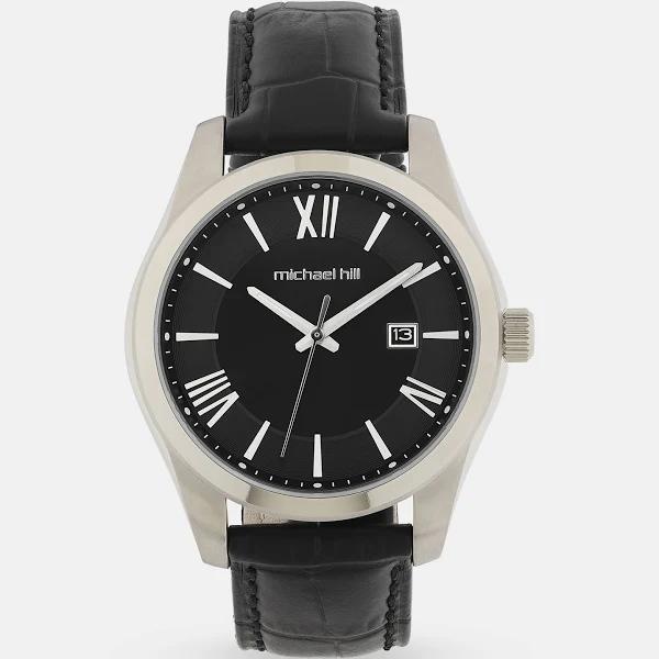 Michael Hill - Men's Luxury Watches - Men's Watch in Stainless Steel & Black Leather - Size One Size at The Iconic