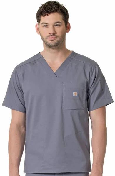 Carhartt Men's Ripstop Stretch Rugged-Flex V-Neck Scrub Top - XL - Pewter