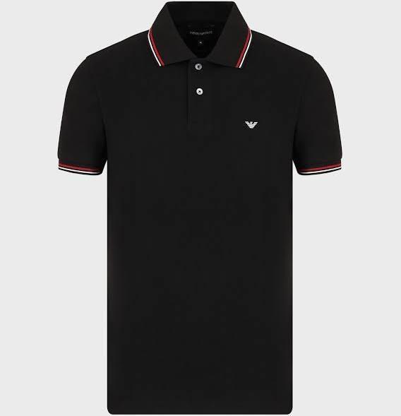 Emporio Armani Cotton Black Polo Shirt S