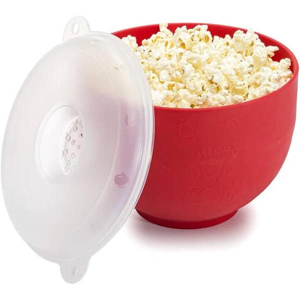 Goodful Silicone Popcorn Popper, Collapsible Hot Air Microwavable Popcorn Maker, Bowl Made Without Bpa, Red