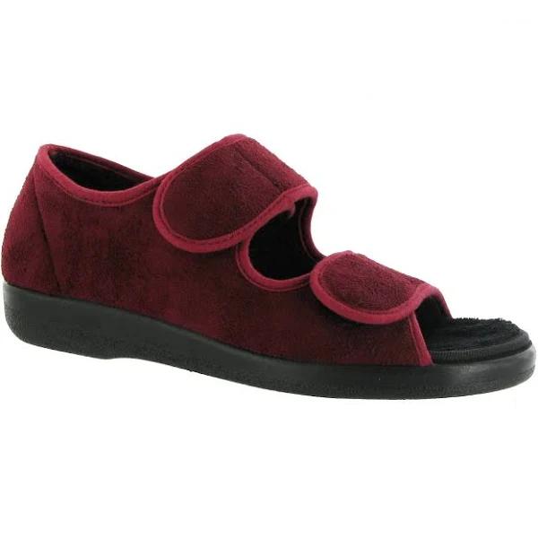 GBS Brompton Touch Fastening Open Toe Slipper / Slippers (Burgundy) (44 EUR)