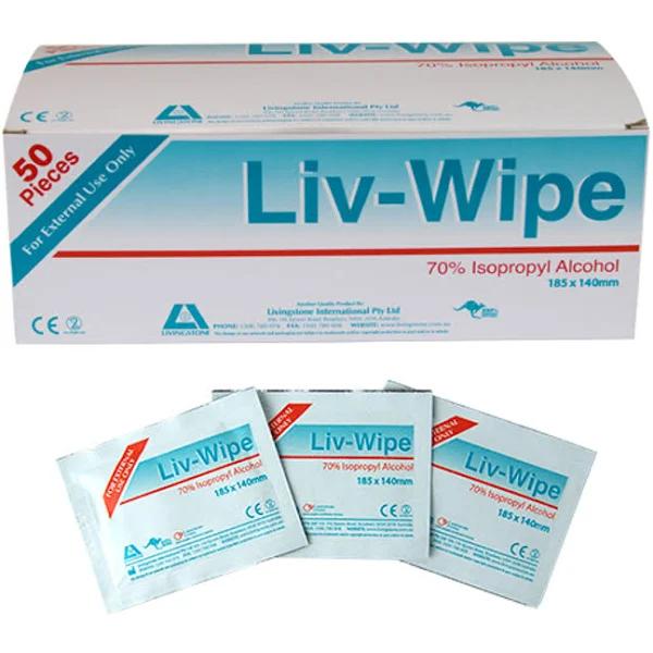 Liv-Wipe 70% Isopropyl Alcohol Wipes 50 Box X11