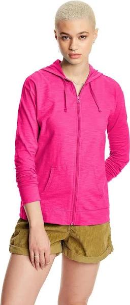 Hanes Women's Jersey Full Zip Hoodie Small Amaranth