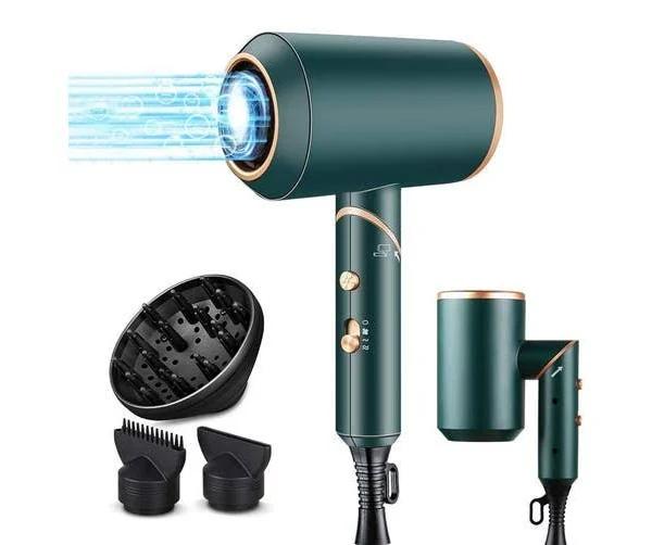 Hair Dryer, 1800W Professional Salon Negative Ion Hair Dryer (with 2 Nozzles and 1 diffuser), Reversible Hair Dryer (3 Heating / 2 Speed / 1 Cooling