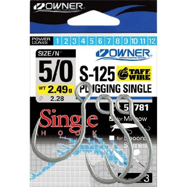 Owner S-125 Plugging Single Hooks 3/0