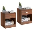 Giantex 2x Wood Nightstand Bedside Table Storage Cabinet w/Drawer & Open Shelf, Brown