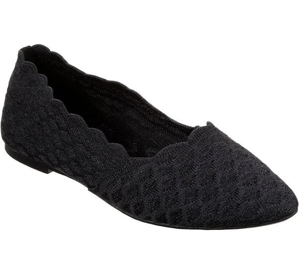 Womens Skechers Black Cleo Honeycomb Slip-on Canvas Shoes - Black