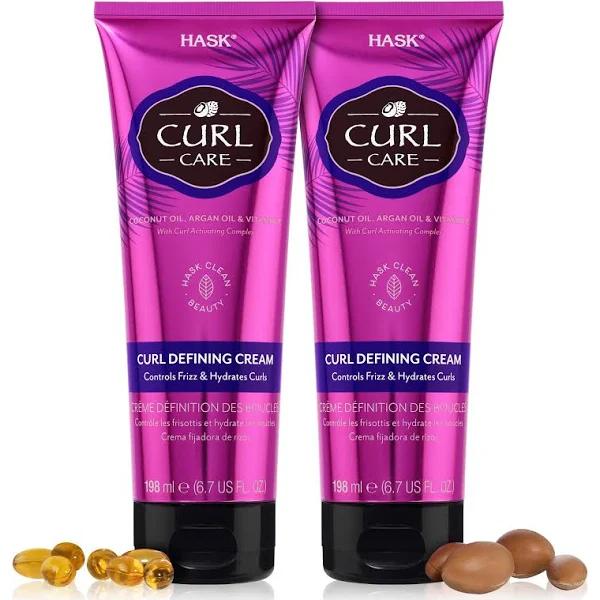 Hask Curl Care Curl Defining Cream 2 Piece Bundle- Vegan Formula Cruelty Free Color Safe Gluten-Free Sulfate-Free Paraben-Free