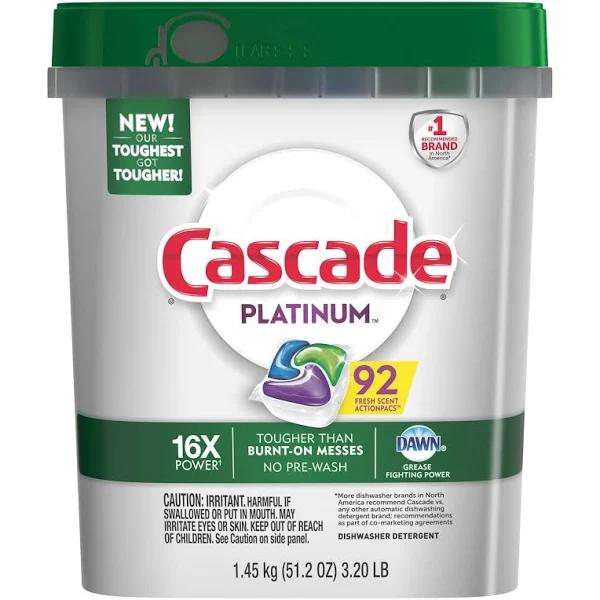 Cascade Platinum Dishwasher Detergent With Dawn Fresh Scent 92 Pacs