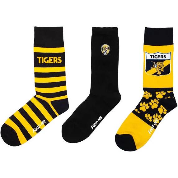 Richmond Tigers Heritage 3 Pack AFL Sock Gift Box