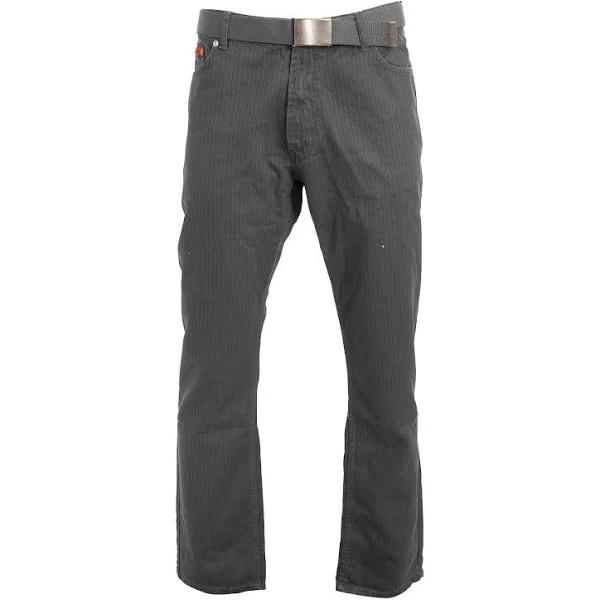 Duke London Mens Canary Bedford Cord Trousers with Belt Charcoal 32L