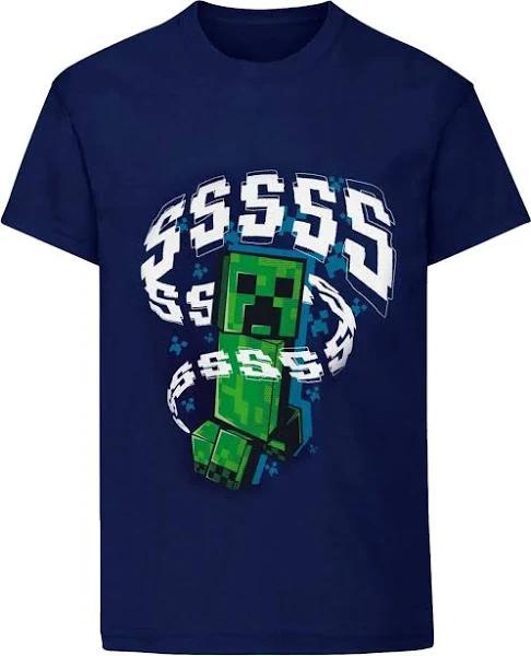 Minecraft Childrens/Kids Creeper T-Shirt Navy 12-13 Years