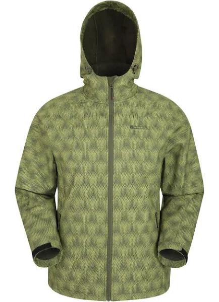 Mountain Warehouse Exodus Printed Mens Showerproof Softshell - Green | Size S