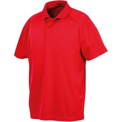 Spiro Impact Mens Performance Aircool Polo T-Shirt Red L