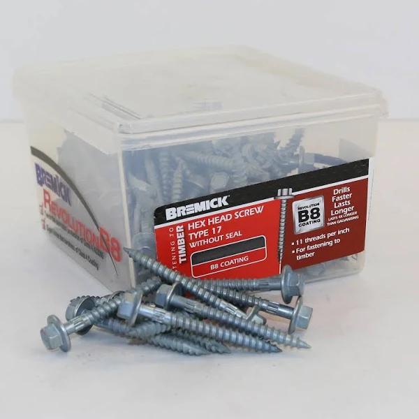 Self Drilling Screws for Timber - Hex Head - Type 17 Point (Size: 14g-10tpi x 50mm, Material: B8 Coated Steel)