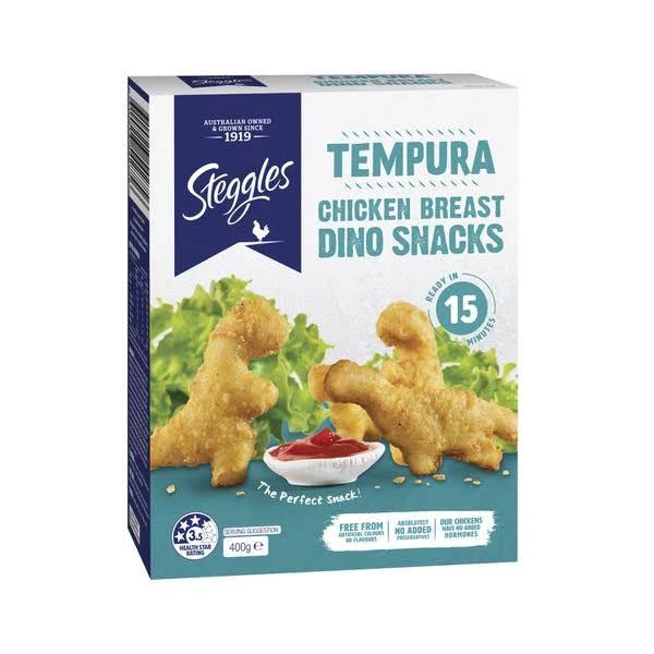 Steggles Frozen Tempura Chicken Breast Dino Snacks 400g