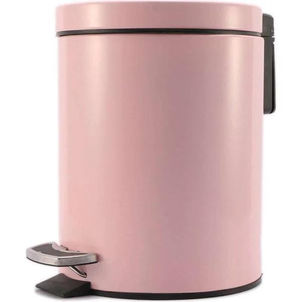 SOGA Foot Pedal Stainless Steel Rubbish Recycling Garbage Waste Trash Bin Round 12L Pink