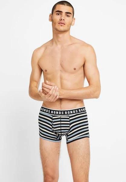 Bonds Fit Trunks Mens Underwear Cream Blue Black Stripes 7S1