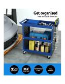 Giantz 3-Tier Tool Trolley Cart Workshop Mobile Work Mechanic Storage Blue