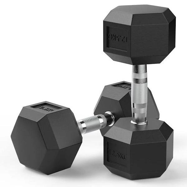 12.5kg Reeplex Rubber Hex Dumbbell Pair