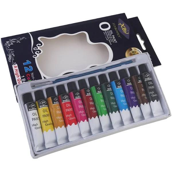 12pce Oil Paint Set 12ml Tubes Great Starter Intro Set With Brush