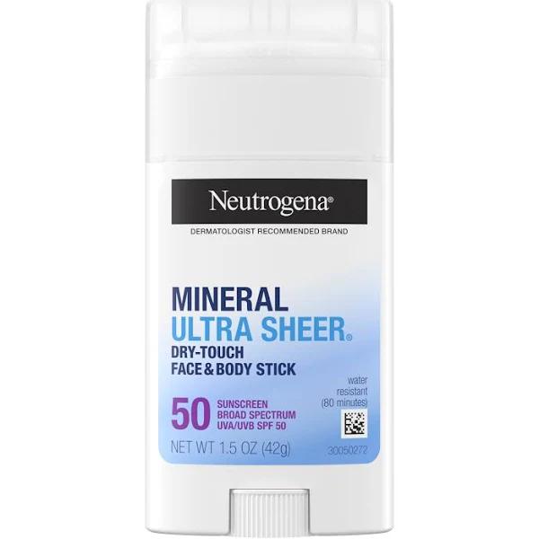 Neutrogena Ultra Sheer SPF 50 Zinc Mineral Sunscreen Stick, 1.5 oz