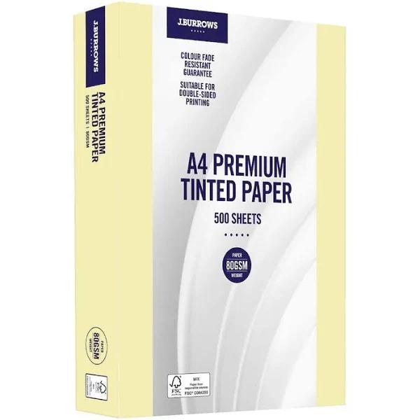 J.Burrows Premium A4 Tinted Paper Ream Yellow Excellent Condition