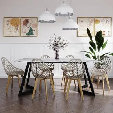 Luxo Furniture Salen 180cm Table with 6 Jonah Chairs Set