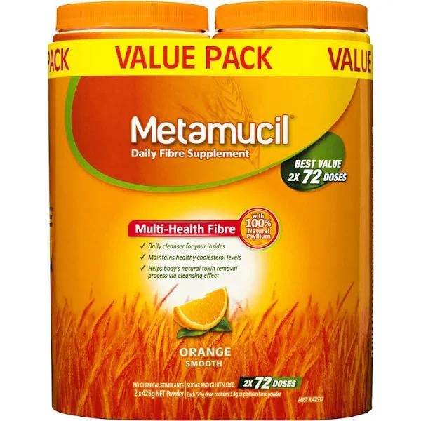 Metamucil Daily Fibre Supplement Orange 2 x 72 Pack