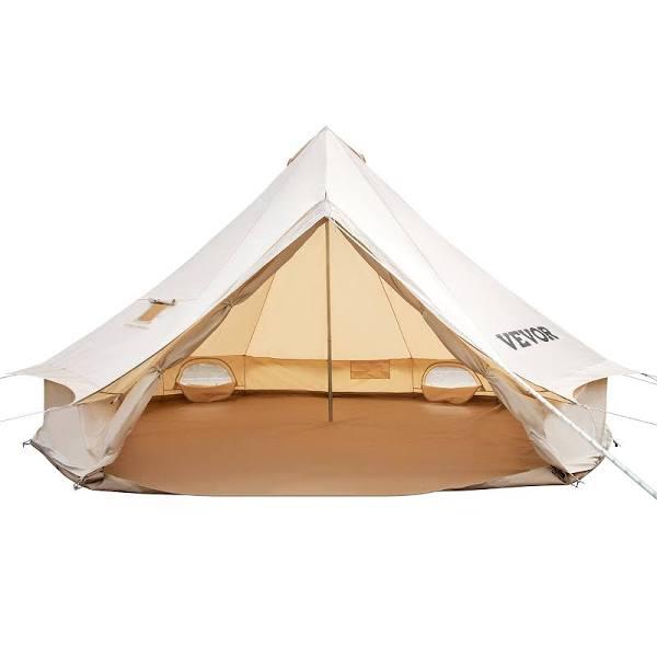 VEVOR 4-Season 8-10 People Large Waterproof Cotton Canvas Bell Tent with Stove For Camping Parties(5M Dia)