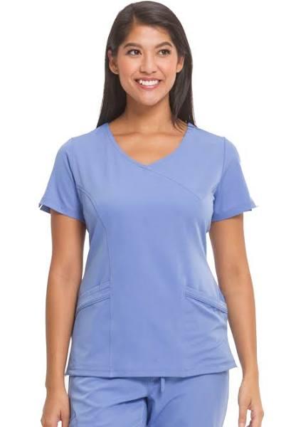 HH Works by Healing Hands Madison Mock Wrap Scrub Top - L - Ceil Blue