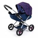 Bayer Cosy Doll Pram - Dark Blue With Pink Hearts