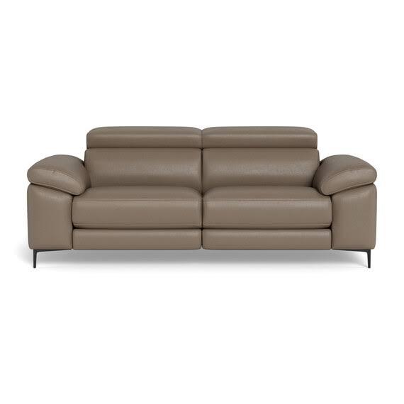 Cora Leather Battery Recliner Sofa Taupe by Freedom