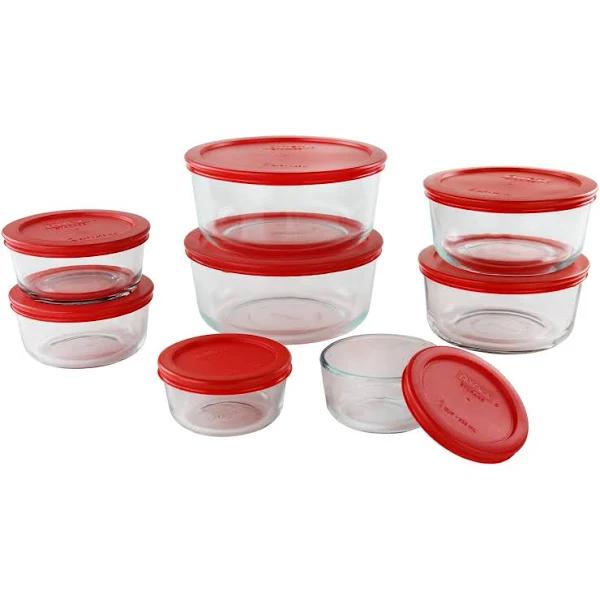 Pyrex Simply Store Glass Round Food Container Set (16-Piece)